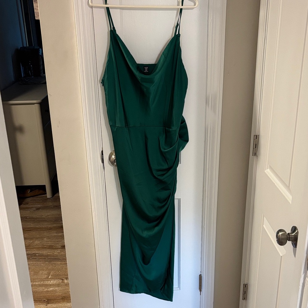 SHEIN Asymmetrical Emerald Dress